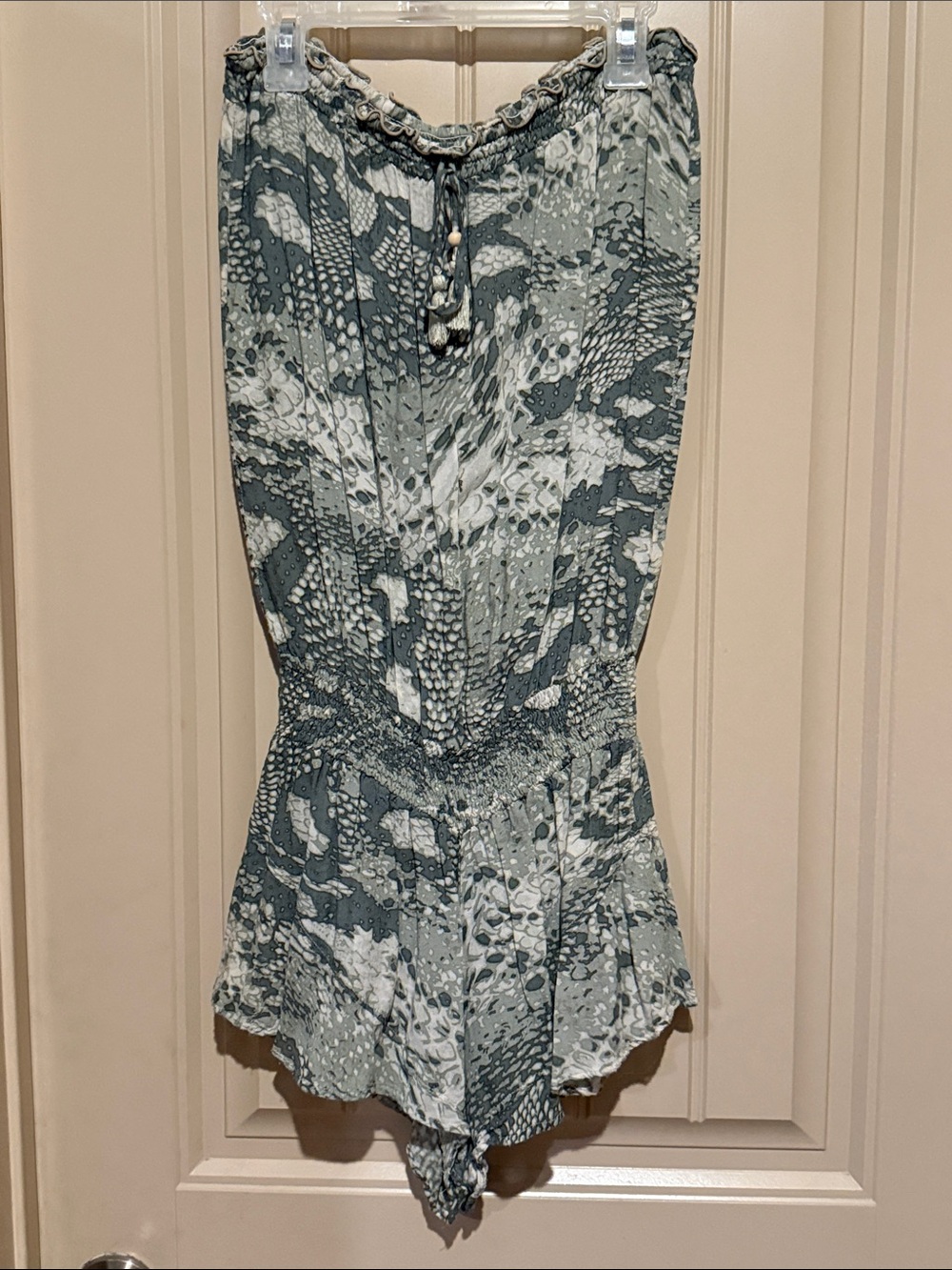 Strapless Green Print Romper Jumpsuit